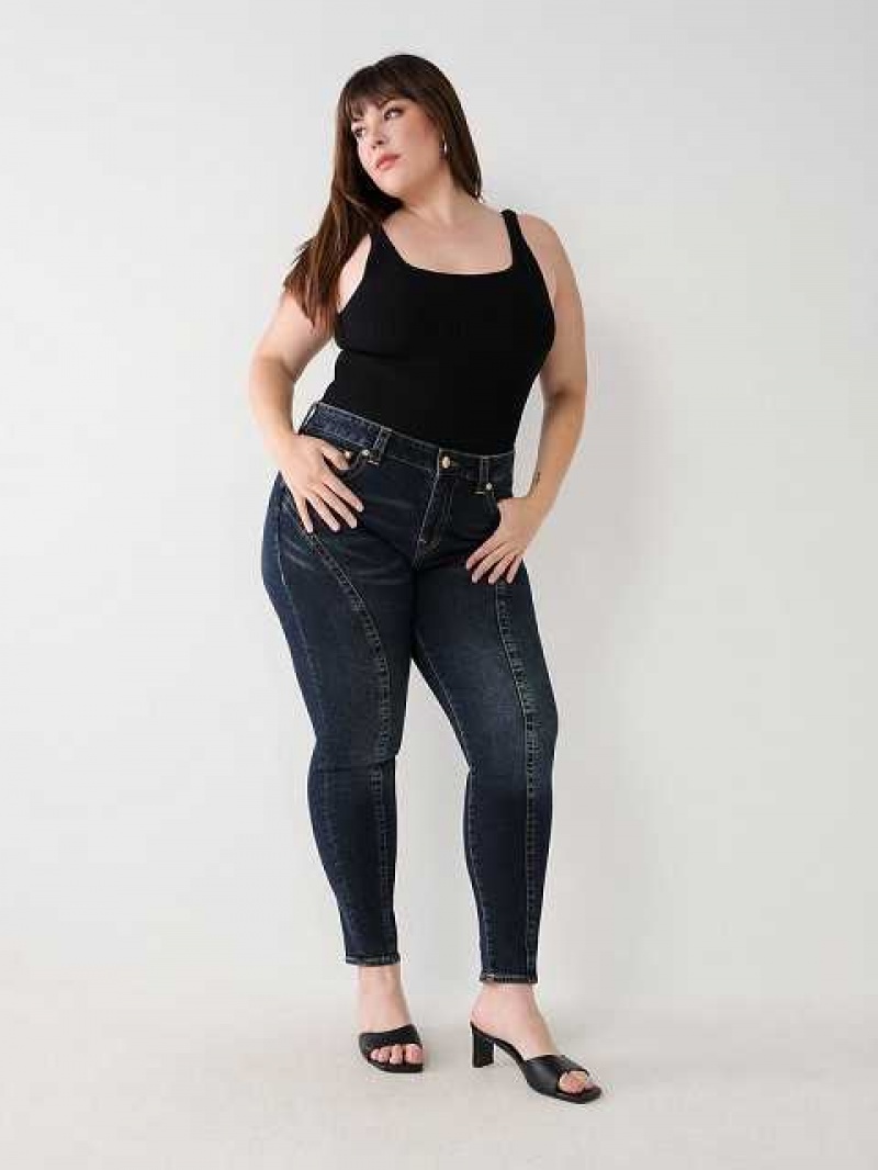 Jeans Skinny True Religion Plus Jennie Mid Rise Curvy Mujer Azul Marino | Colombia-KSQMRDX18