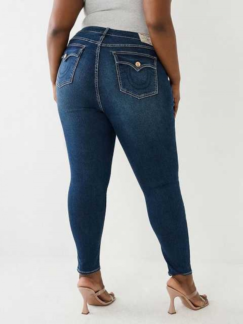 Jeans Skinny True Religion Plus Jennie Mid Rise Flap Mujer Azul Marino | Colombia-EDKSIXY47