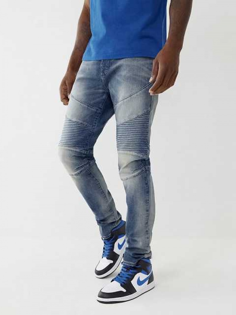 Jeans Skinny True Religion Rocco Moto Stitch Hombre Azules | Colombia-YPXEKFG51