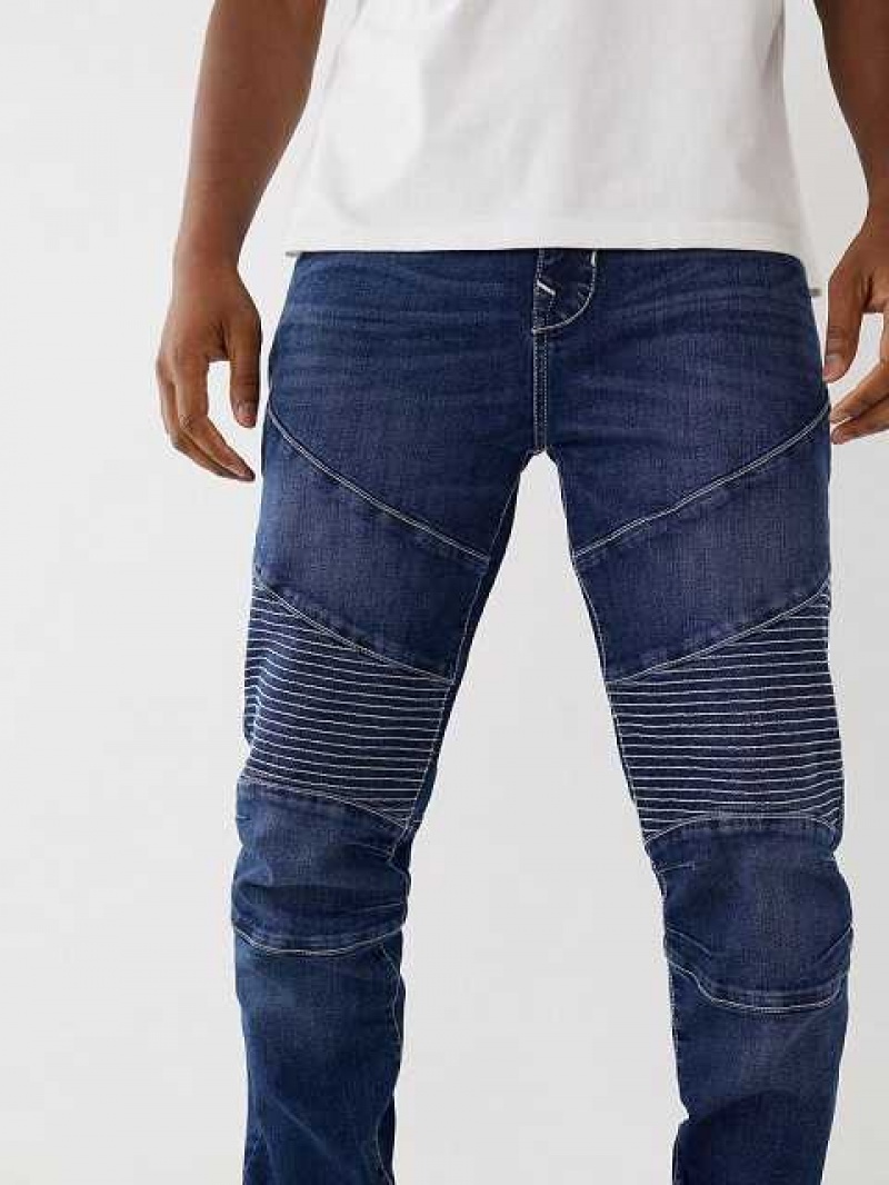 Jeans Skinny True Religion Rocco Moto Stitch Hombre Azules Oscuro | Colombia-MXTKZNS49