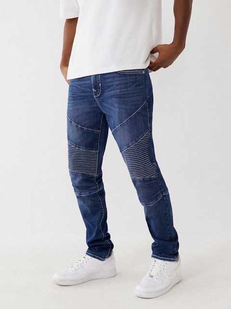 Jeans Skinny True Religion Rocco Moto Stitch Hombre Azules Oscuro | Colombia-MXTKZNS49