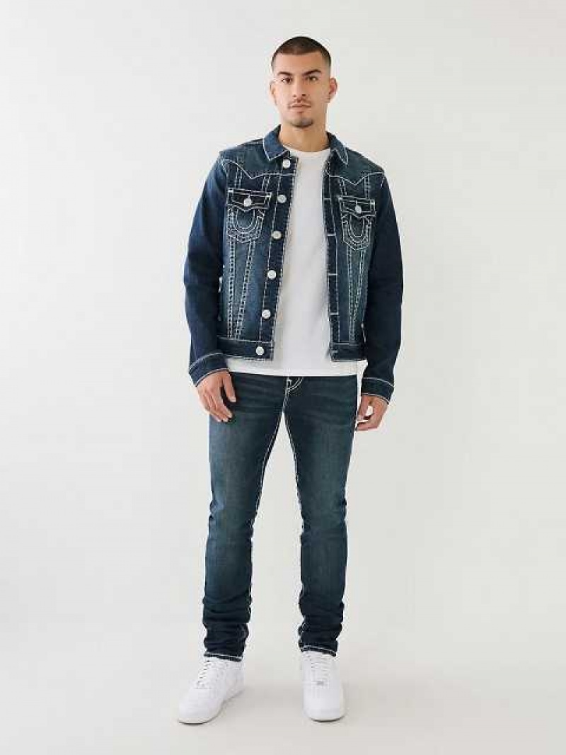 Jeans Skinny True Religion Rocco Stacked Super T Hombre Turquesa Azules Oscuro | Colombia-ZMBODQY56