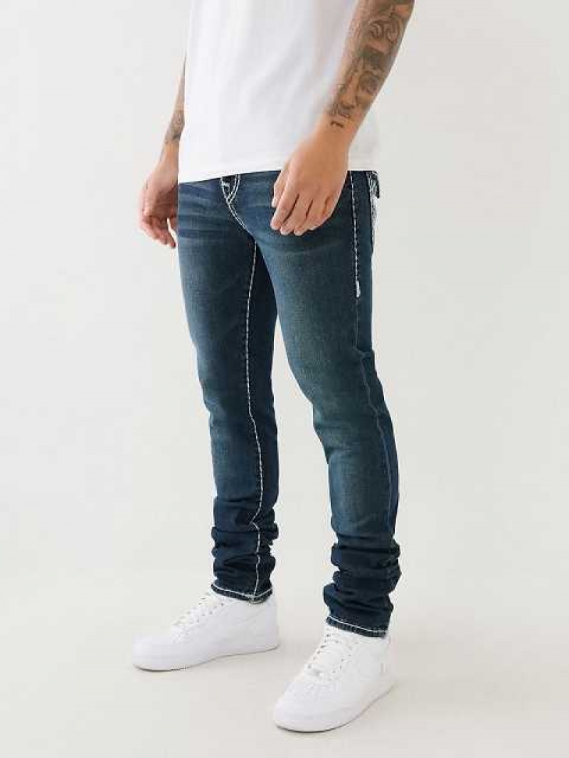 Jeans Skinny True Religion Rocco Stacked Super T Hombre Turquesa Azules Oscuro | Colombia-ZMBODQY56