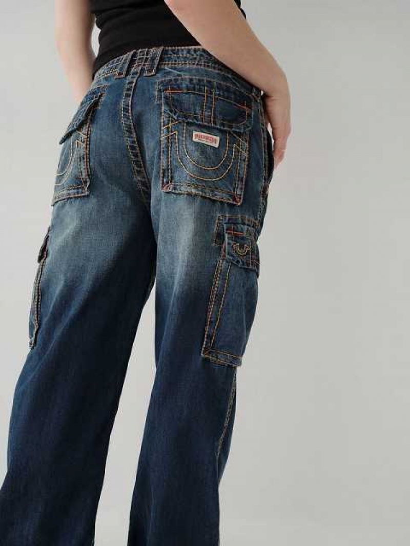 Jeans Straight True Religion Big T Cargo Mujer Azules Oscuro | Colombia-OPQDITM70