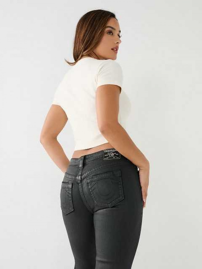 Jeans Straight True Religion Billie Coated Mid Rise Mujer Negras | Colombia-XBLIQCJ02