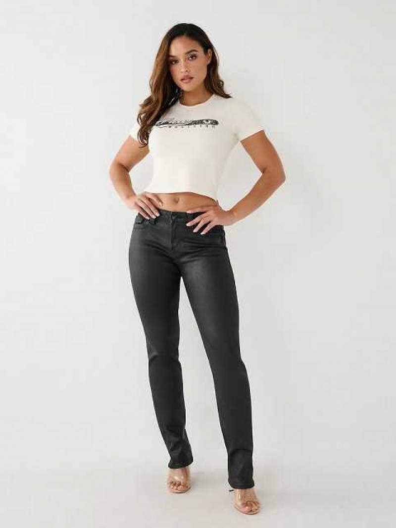 Jeans Straight True Religion Billie Coated Mid Rise Mujer Negras | Colombia-XBLIQCJ02