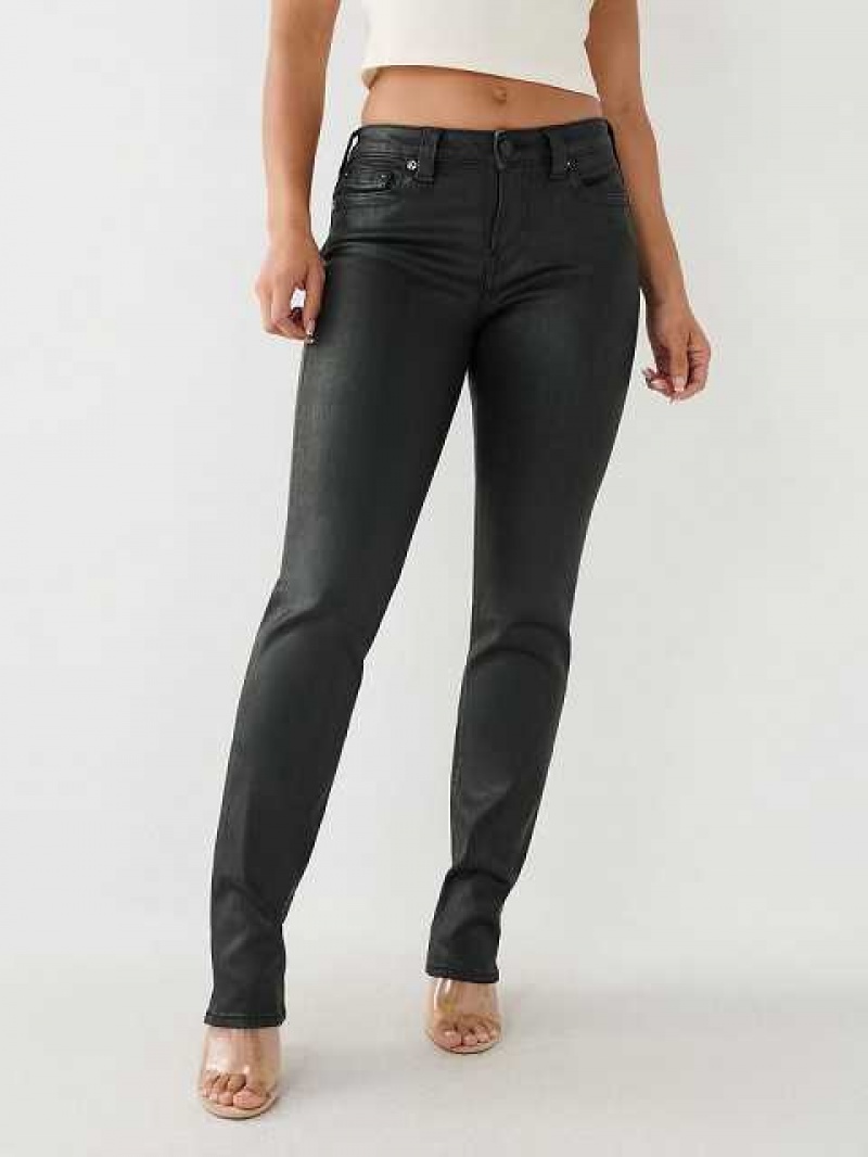 Jeans Straight True Religion Billie Coated Mid Rise Mujer Negras | Colombia-XBLIQCJ02