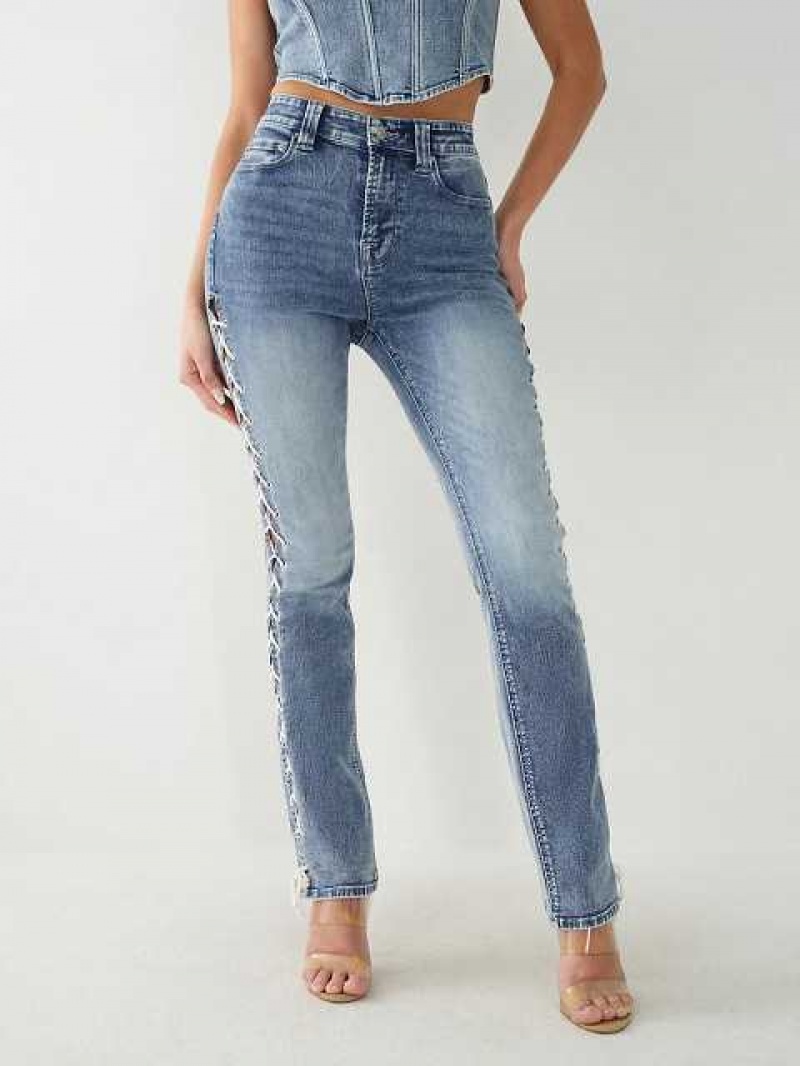 Jeans Straight True Religion Billie High Rise Mujer Azules | Colombia-XDJRYMS62