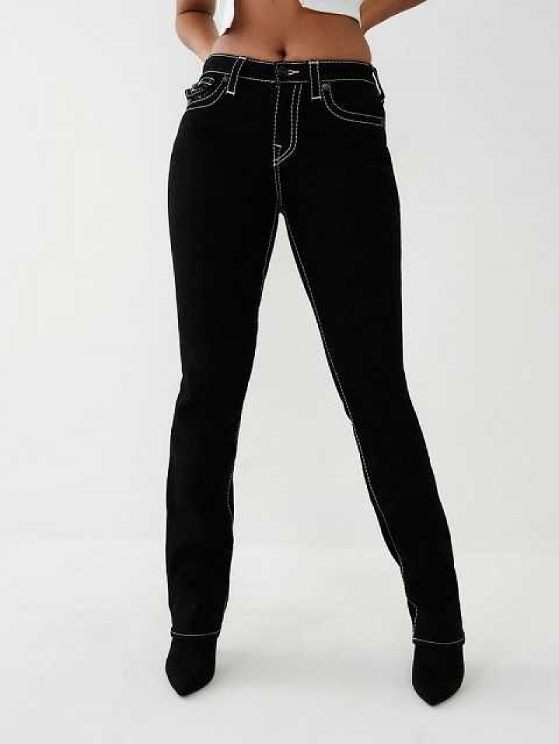 Jeans Straight True Religion Billie Jean Mujer Negras | Colombia-HEUIYXP26