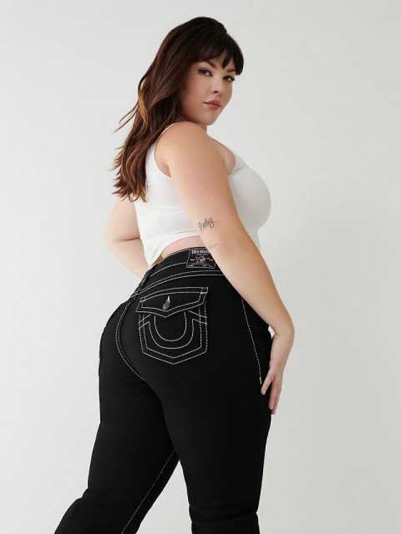 Jeans Straight True Religion Billie Jean Mujer Negras | Colombia-HEUIYXP26