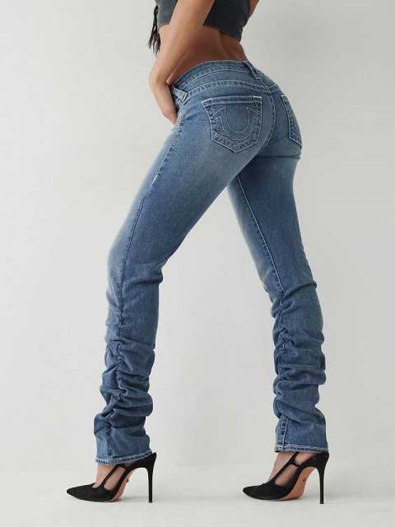 Jeans Straight True Religion Billie Low Rise Stacked Mujer Azules Claro | Colombia-OIZHKCE31