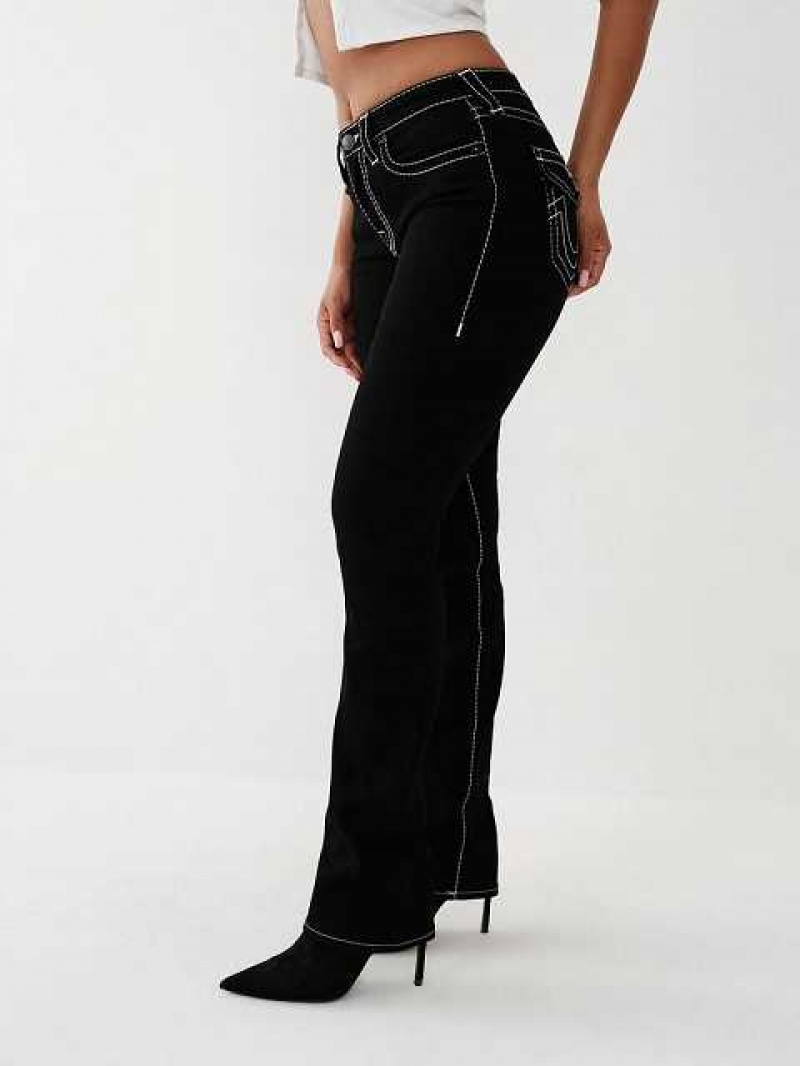 Jeans Straight True Religion Billie Mujer Negras | Colombia-QSVEYBX95