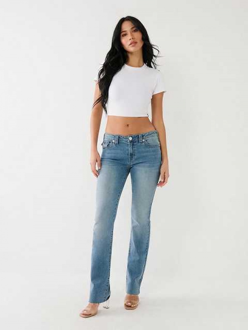 Jeans Straight True Religion Billie Raw Hem Mujer Azules Claro | Colombia-LKSFPOH49