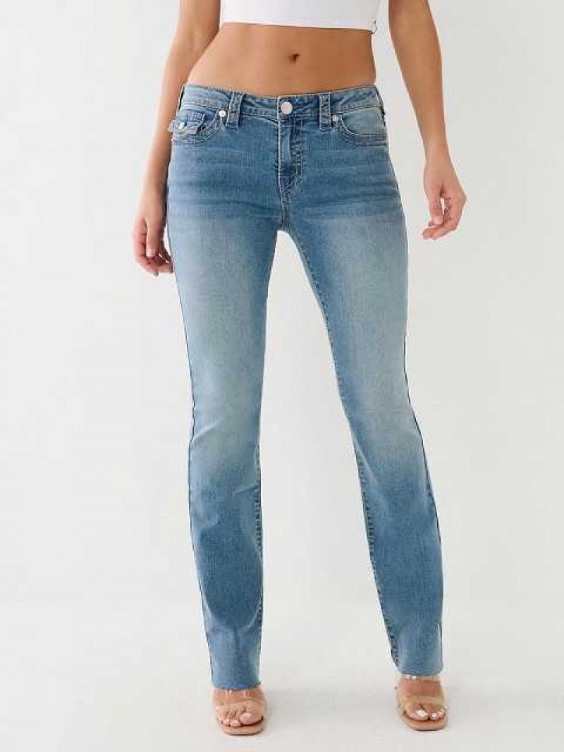 Jeans Straight True Religion Billie Raw Hem Mujer Azules Claro | Colombia-LKSFPOH49