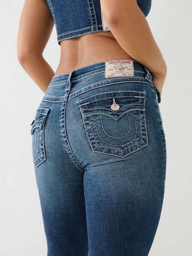 Jeans Straight True Religion Crystal Encaje Up Mid-rise Billie Mujer Blancas | Colombia-HGVPCBJ74