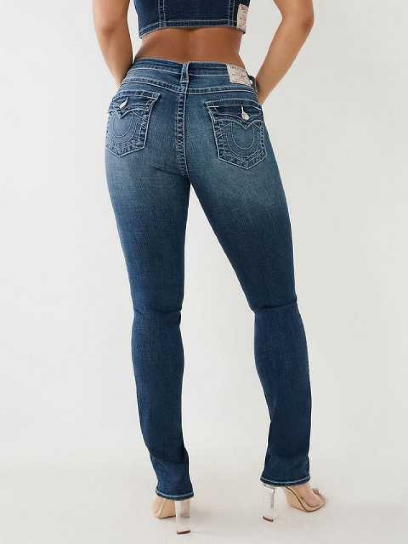 Jeans Straight True Religion Crystal Encaje Up Mid-rise Billie Mujer Blancas | Colombia-HGVPCBJ74