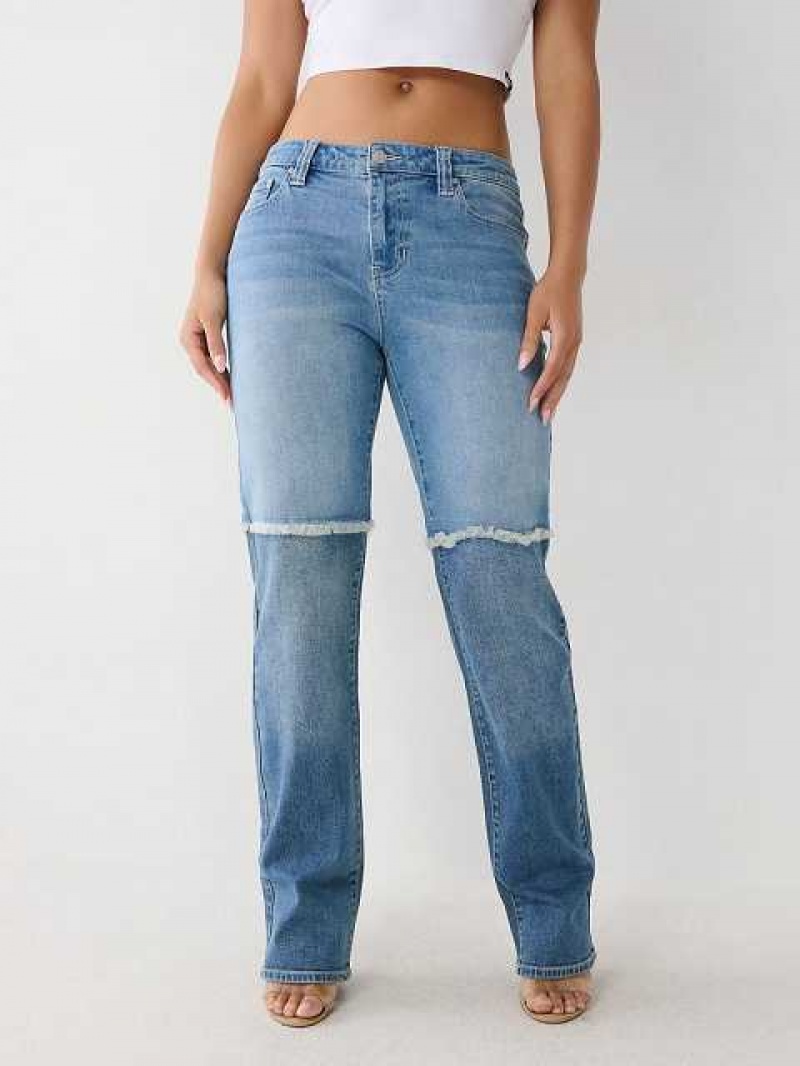 Jeans Straight True Religion Paneled Mujer Azules | Colombia-RPQAFBU34