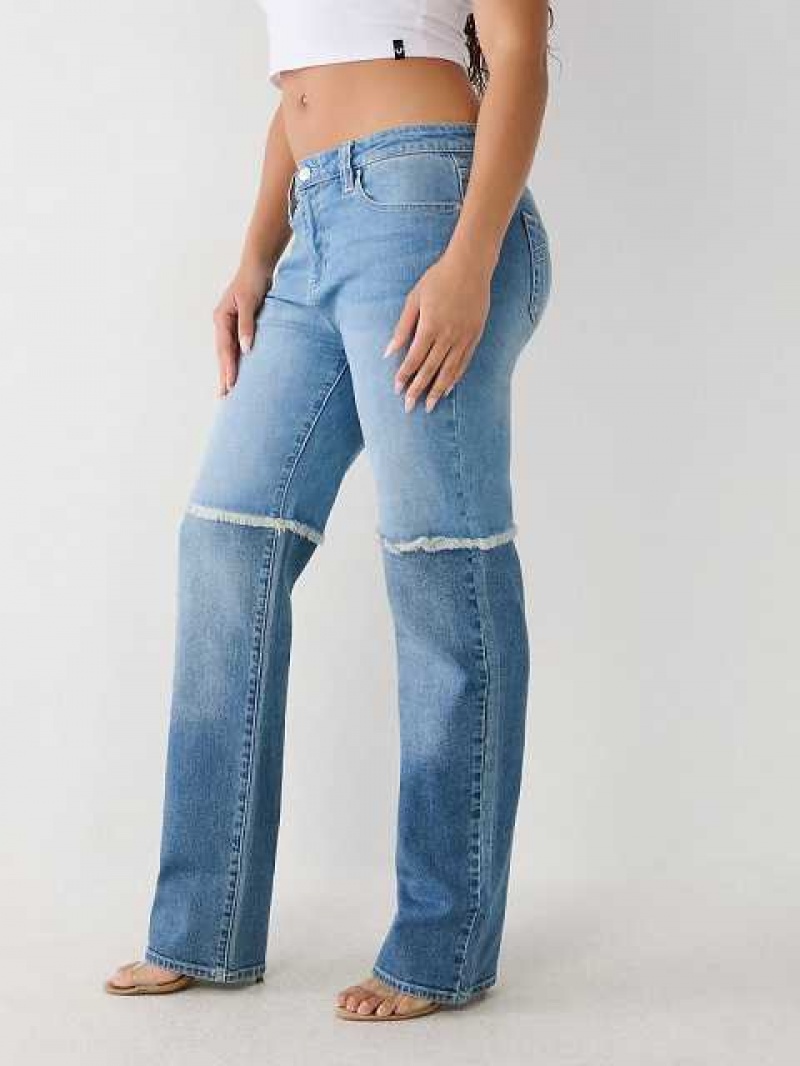 Jeans Straight True Religion Paneled Mujer Azules | Colombia-RPQAFBU34