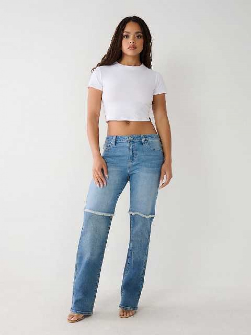 Jeans Straight True Religion Paneled Mujer Azules | Colombia-RPQAFBU34