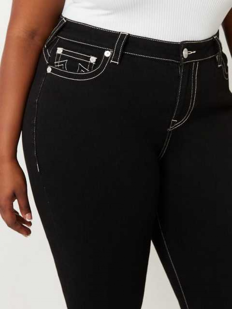 Jeans Straight True Religion Plus Billie Mujer Negras | Colombia-LVFDXZC38