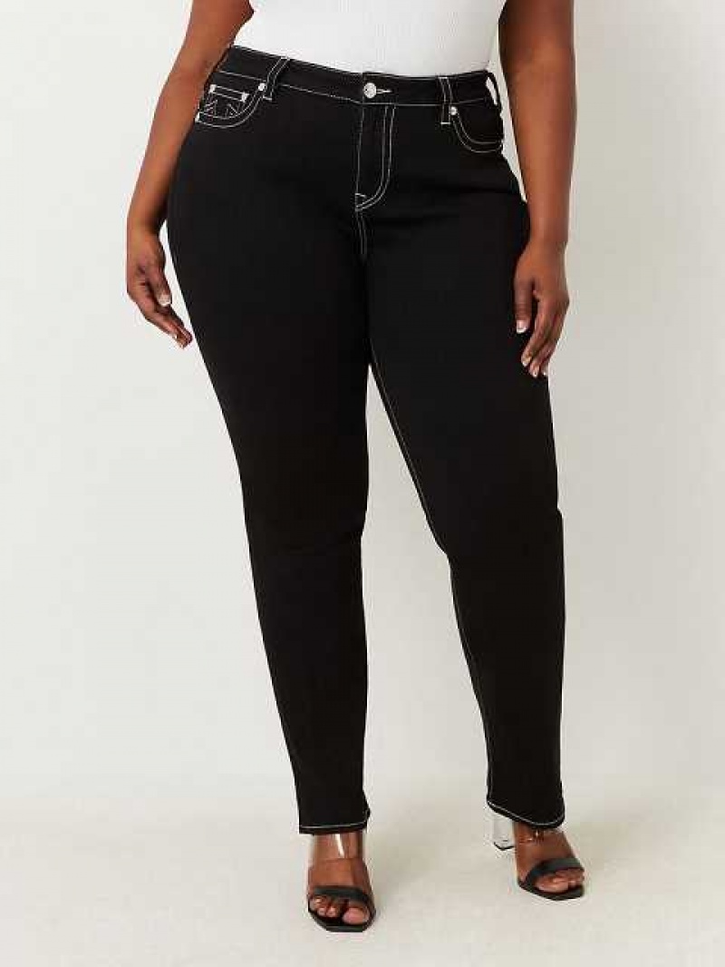 Jeans Straight True Religion Plus Billie Mujer Negras | Colombia-LVFDXZC38