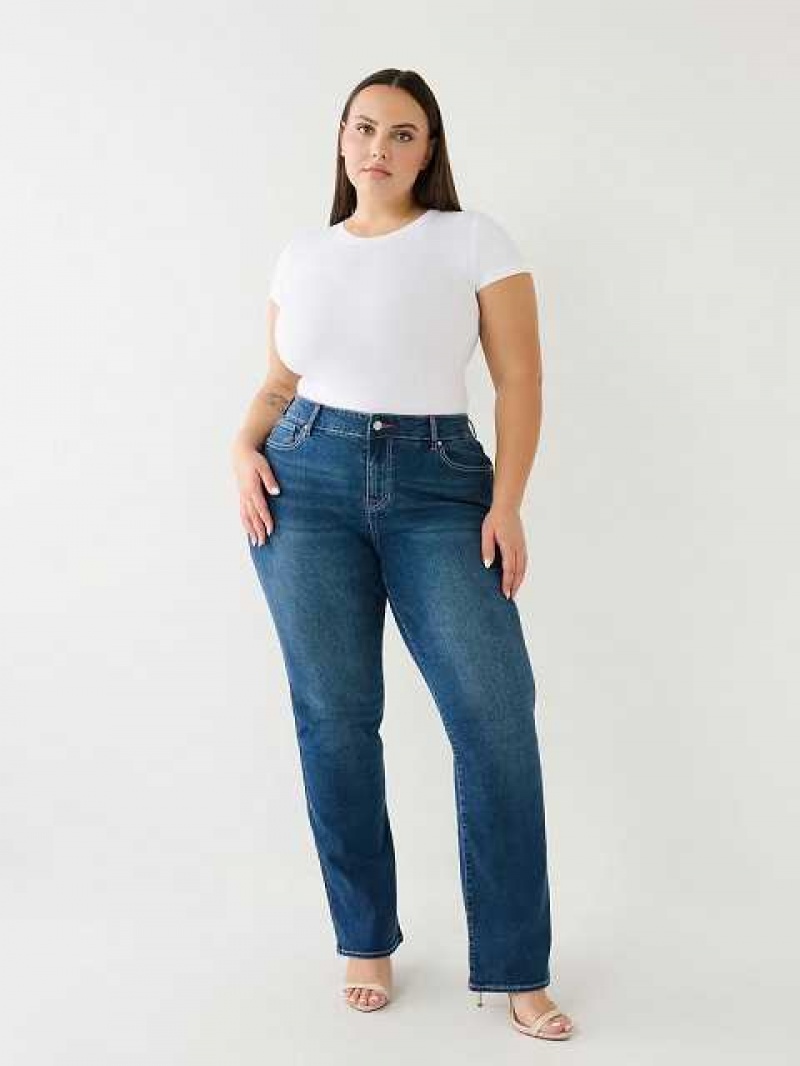 Jeans Straight True Religion Plus Billie Mid Rise Mujer Azules | Colombia-KIOMDGH45