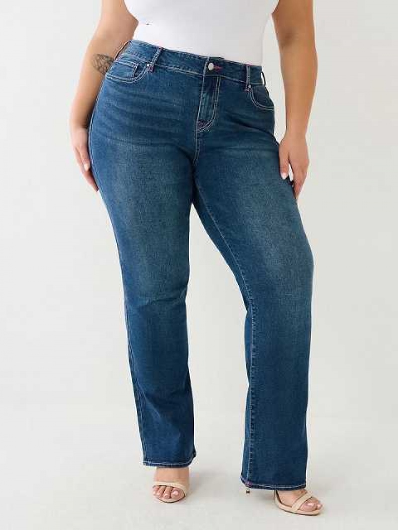 Jeans Straight True Religion Plus Billie Mid Rise Mujer Azules | Colombia-KIOMDGH45