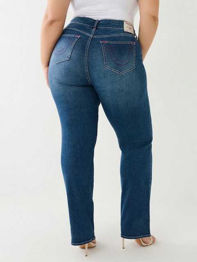 Jeans Straight True Religion Plus Billie Mid Rise Mujer Azules | Colombia-KIOMDGH45