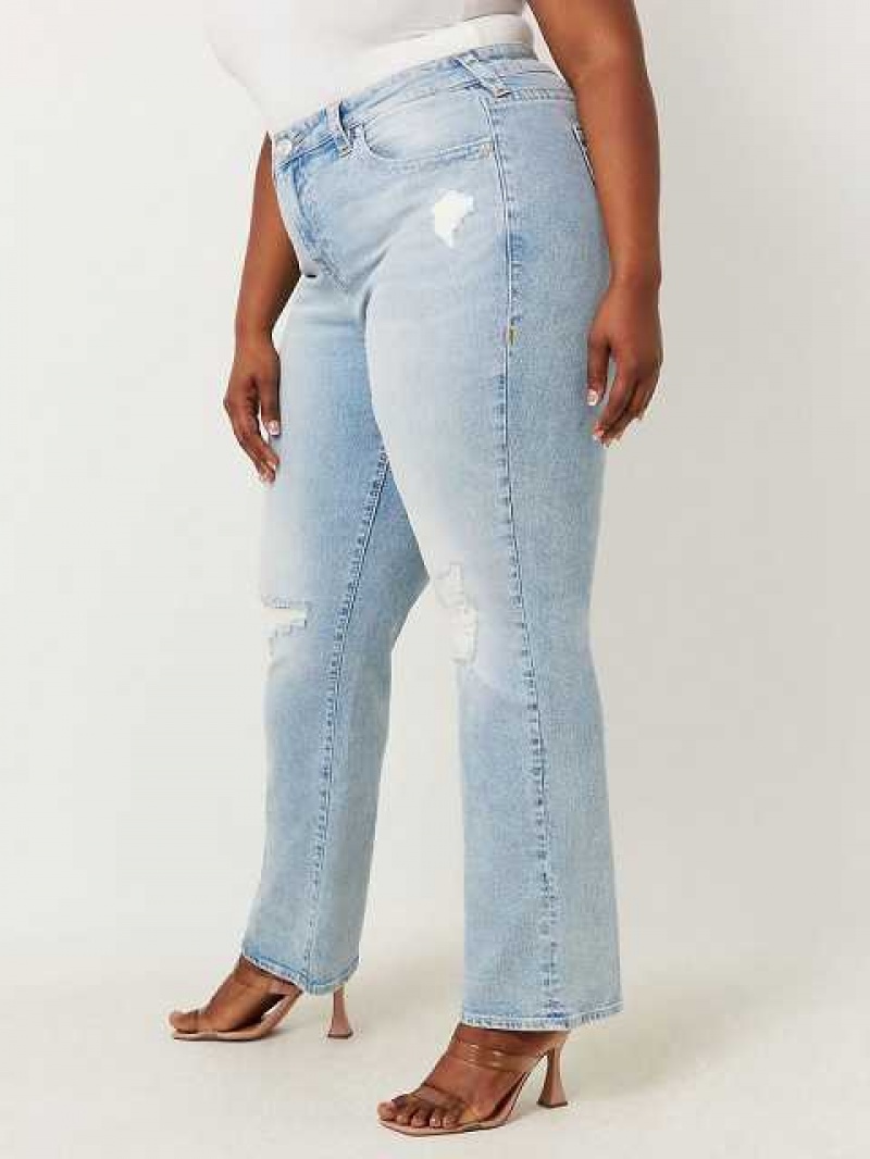 Jeans Straight True Religion Plus Sarah High Rise Mujer Azules Claro | Colombia-YWKXJLD50