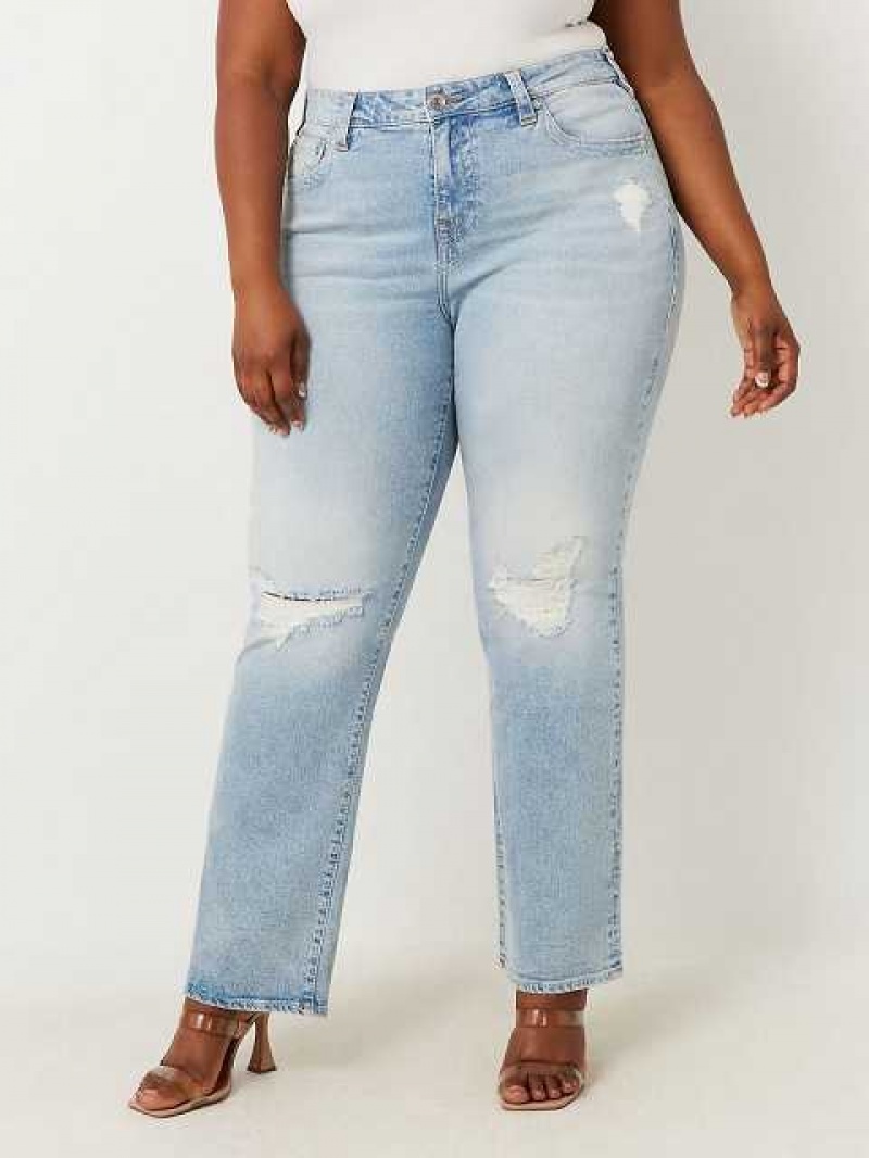 Jeans Straight True Religion Plus Sarah High Rise Mujer Azules Claro | Colombia-YWKXJLD50