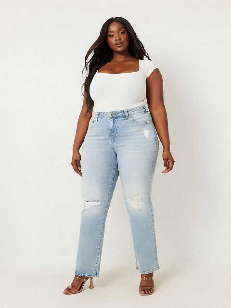 Jeans Straight True Religion Plus Sarah High Rise Mujer Azules Claro | Colombia-YWKXJLD50