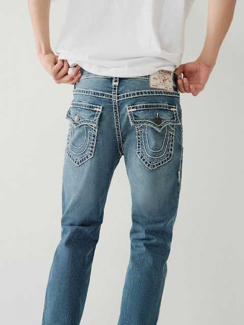 Jeans Straight True Religion Ricky 7-pocket Hombre Azules | Colombia-OBDZAET62