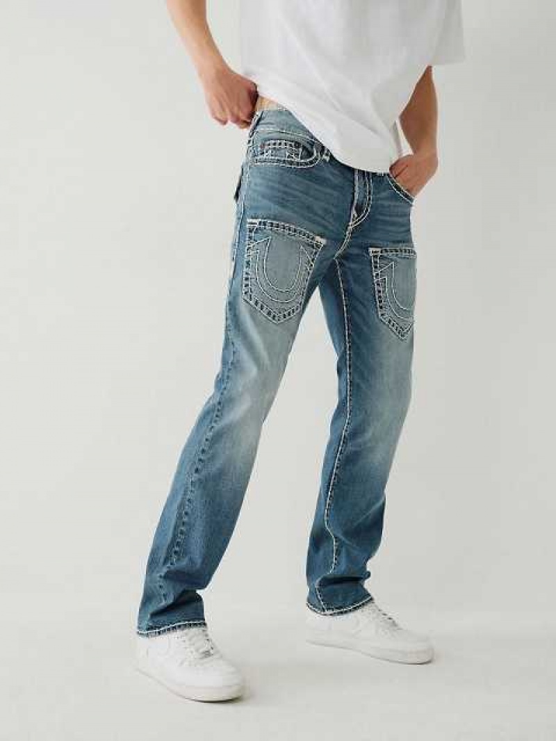 Jeans Straight True Religion Ricky 7-pocket Hombre Azules | Colombia-OBDZAET62