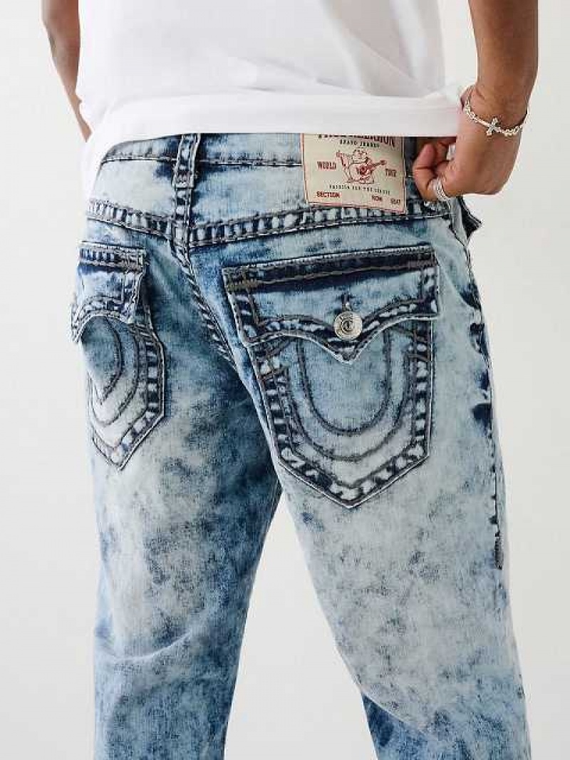 Jeans Straight True Religion Ricky Acid Wash Hombre Azules | Colombia-FYCPJIT58