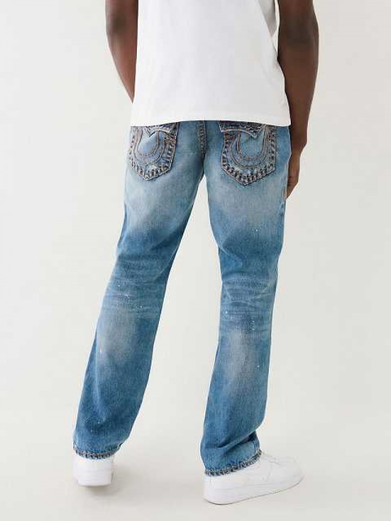 Jeans Straight True Religion Ricky Beach Splatter Distressed Hombre Azules | Colombia-ENTSXDP23