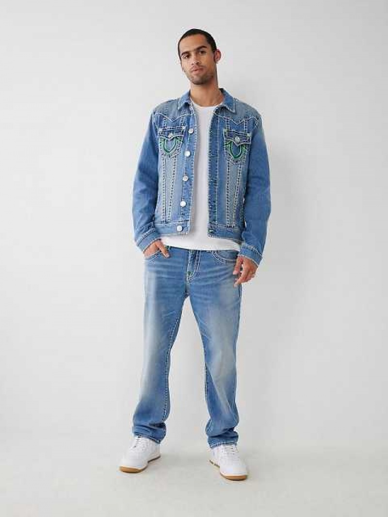 Jeans Straight True Religion Ricky Double Raised Hs Hombre Azules | Colombia-OEVQRSC56