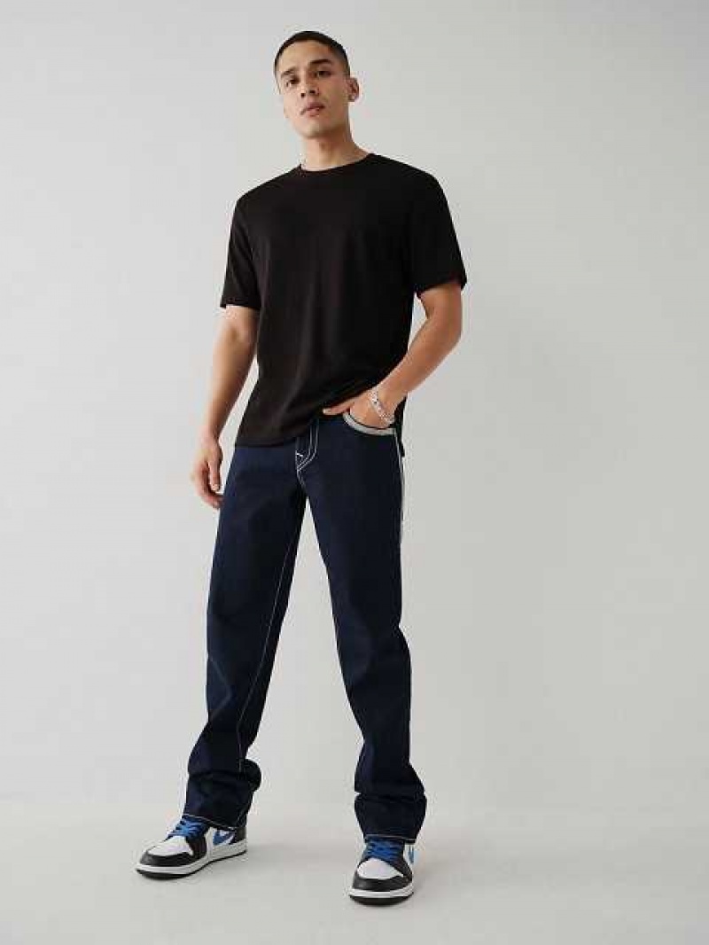 Jeans Straight True Religion Ricky Flatlock Stitch Hombre Azules | Colombia-LCYVGPD97