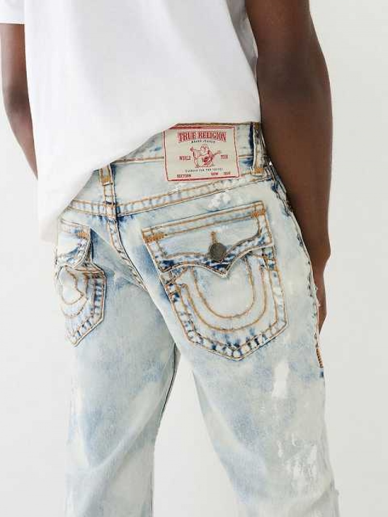 Jeans Straight True Religion Ricky Paint Splatter Bleach Wash Hombre Azules Claro | Colombia-JDAKWME80