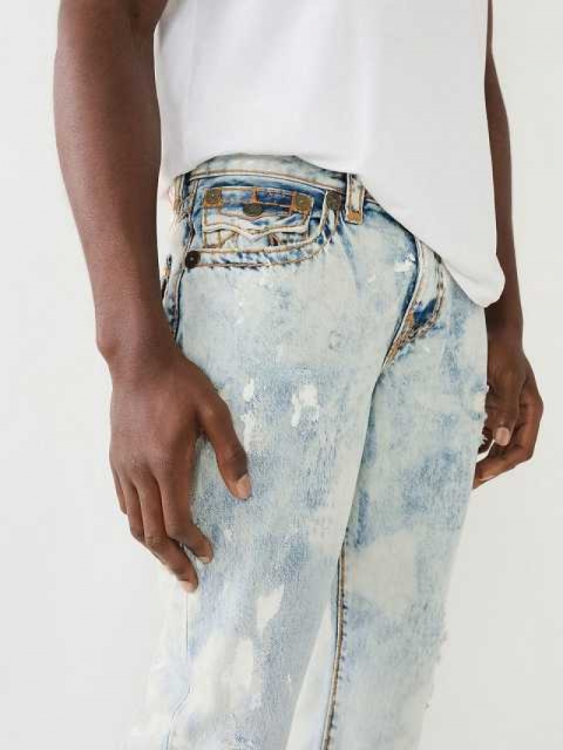 Jeans Straight True Religion Ricky Paint Splatter Bleach Wash Hombre Azules Claro | Colombia-JDAKWME80