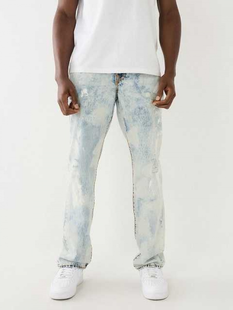 Jeans Straight True Religion Ricky Paint Splatter Bleach Wash Hombre Azules Claro | Colombia-JDAKWME80