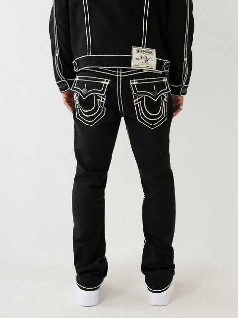 Jeans Straight True Religion Ricky Rope Stitch Hombre Negras | Colombia-UBNCALO98