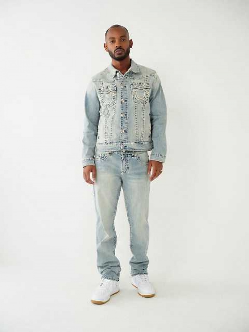 Jeans Straight True Religion Ricky Rope Stitch Hombre Azules Claro | Colombia-BFNDWCA95