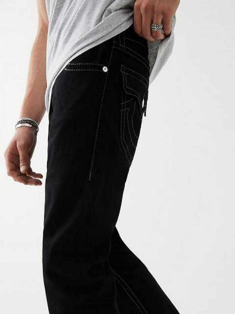 Jeans Straight True Religion Ricky Stitch Hombre Negras | Colombia-AXZFSTU84