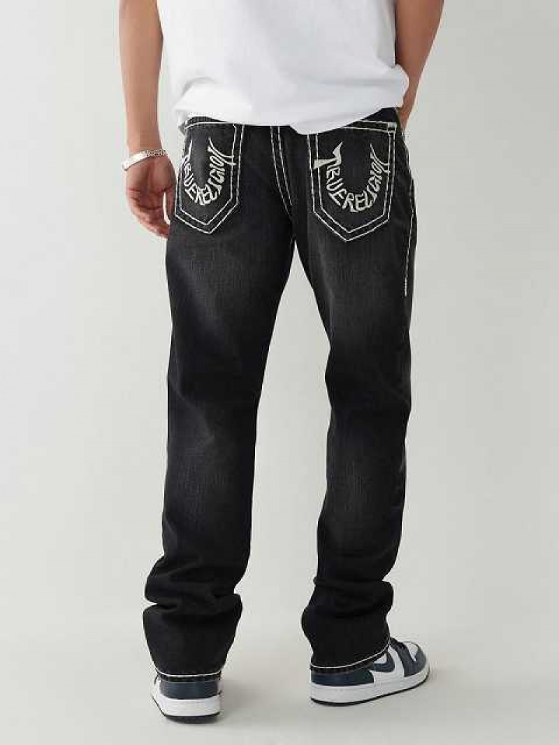 Jeans Straight True Religion Ricky Tr Embroidery Hombre Negras Azules | Colombia-AMUBDTR94