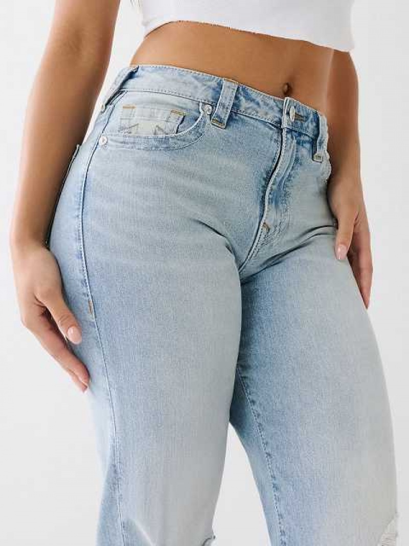 Jeans Straight True Religion Sarah Distressed High Rise Mujer Azules Claro | Colombia-QPHGBMJ65