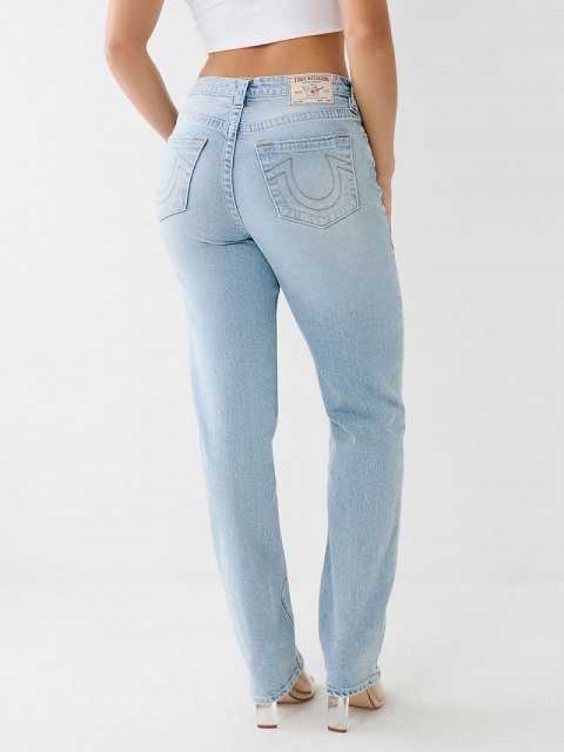 Jeans Straight True Religion Sarah Distressed High Rise Mujer Azules Claro | Colombia-QPHGBMJ65