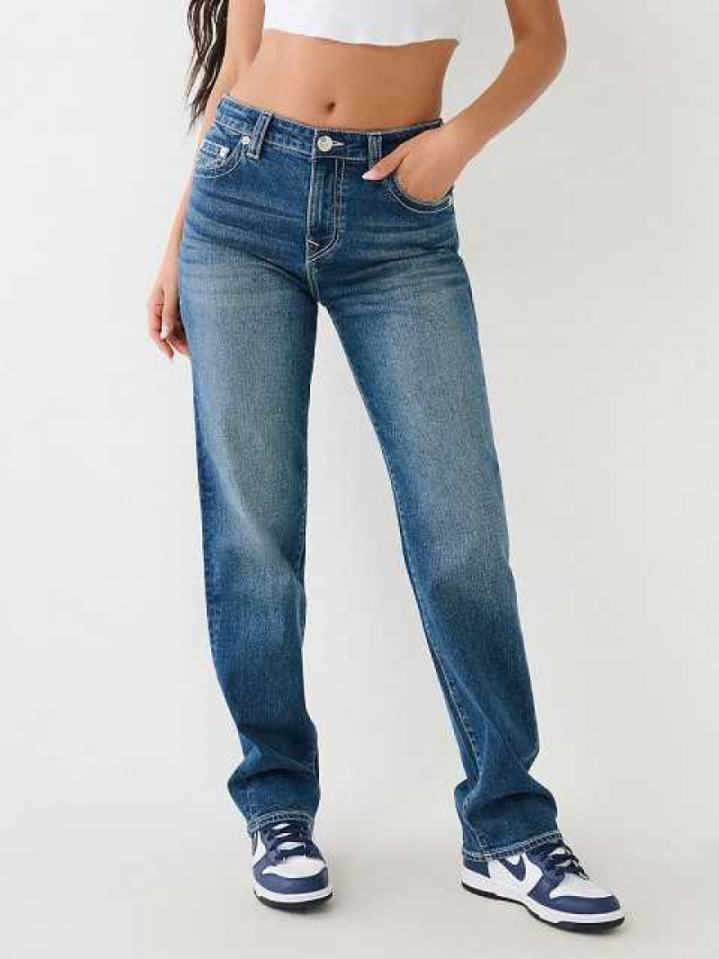 Jeans Straight True Religion Sarah High Rise Mujer Azules Oscuro | Colombia-JOQEYDL91