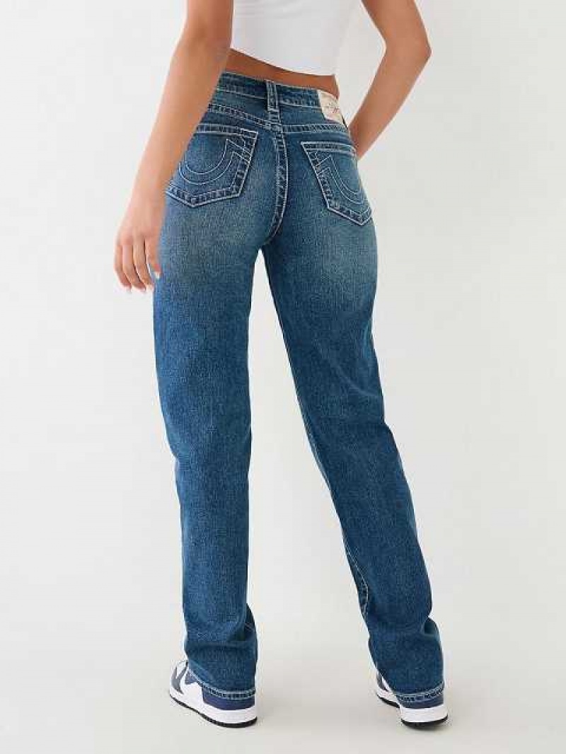 Jeans Straight True Religion Sarah High Rise Mujer Azules Oscuro | Colombia-JOQEYDL91