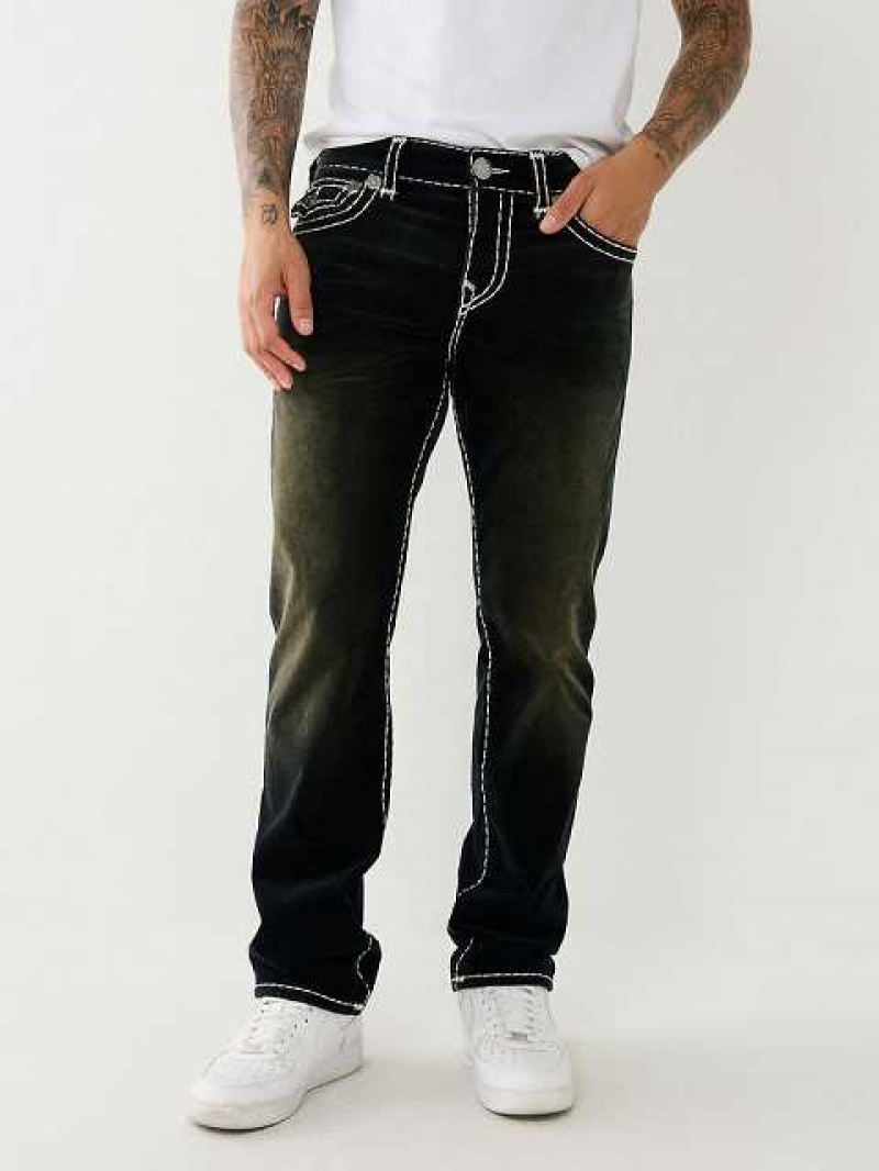 Jeans Straight True Religion Velvet Ricky Fadded 34” Hombre Negras Azules | Colombia-UZPYABF20