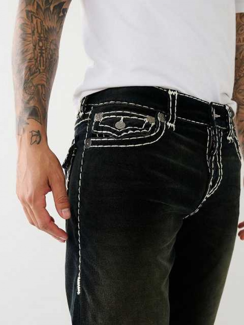 Jeans Straight True Religion Velvet Ricky Fadded 34” Hombre Negras Azules | Colombia-UZPYABF20